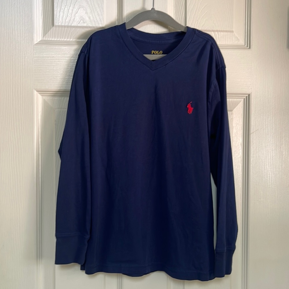 Polo Ralph Lauren top. Navy blue. Size small (8). Great condition!